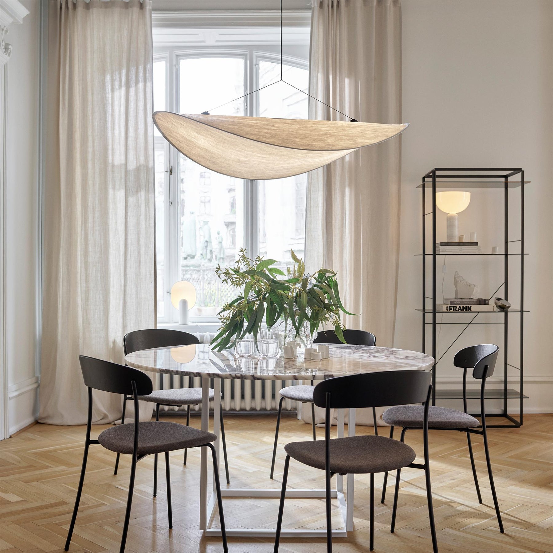 View of Nordic Minimalist Pendant Light | White Fabric Pendant Light | Ping ...
